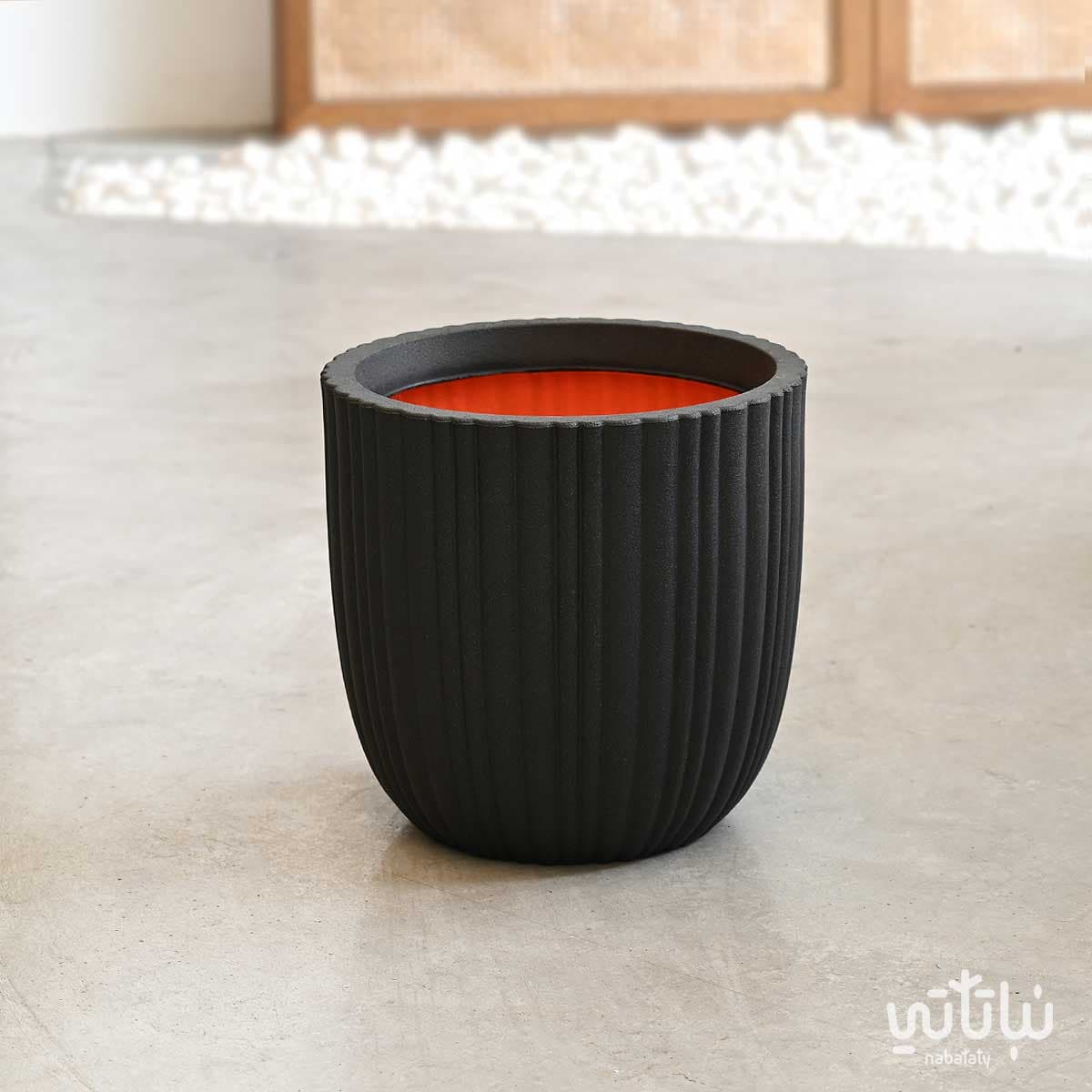 حوض كابي فايبر اسود مخطط 35 سم 1