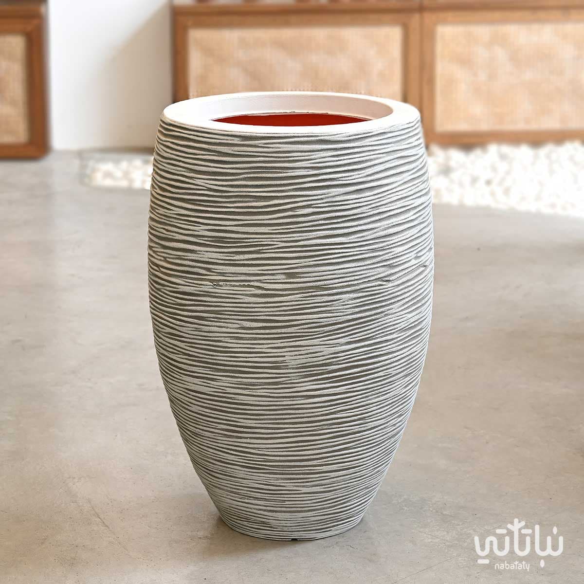 حوض كابي فايبر طولي ابيض مزخرف 51 سم 1