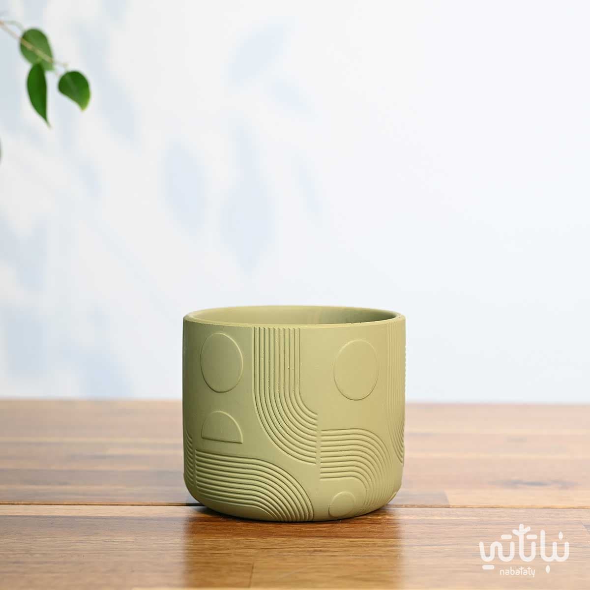 اصيص سيراميك اخضر زيتي 11.5سم