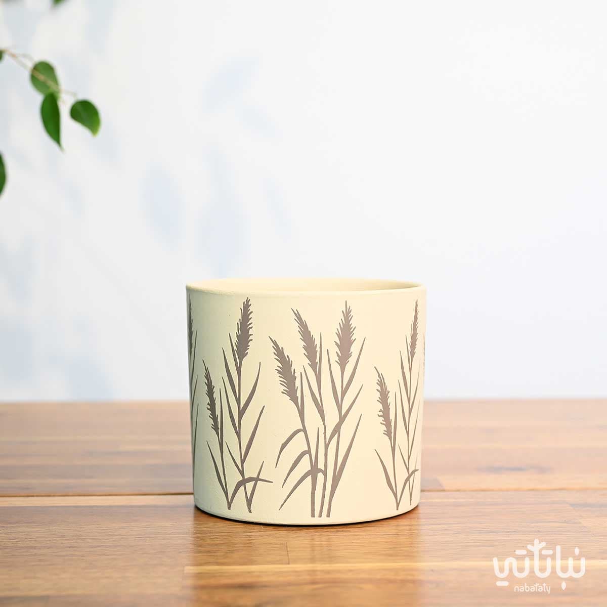 اصيص سيراميك بيج نقش شجري 13.5 سم