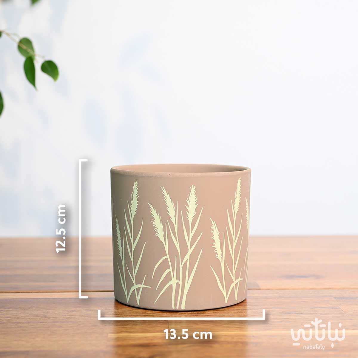 اصيص سيراميك بني نقش شجري 13.5 سم 3