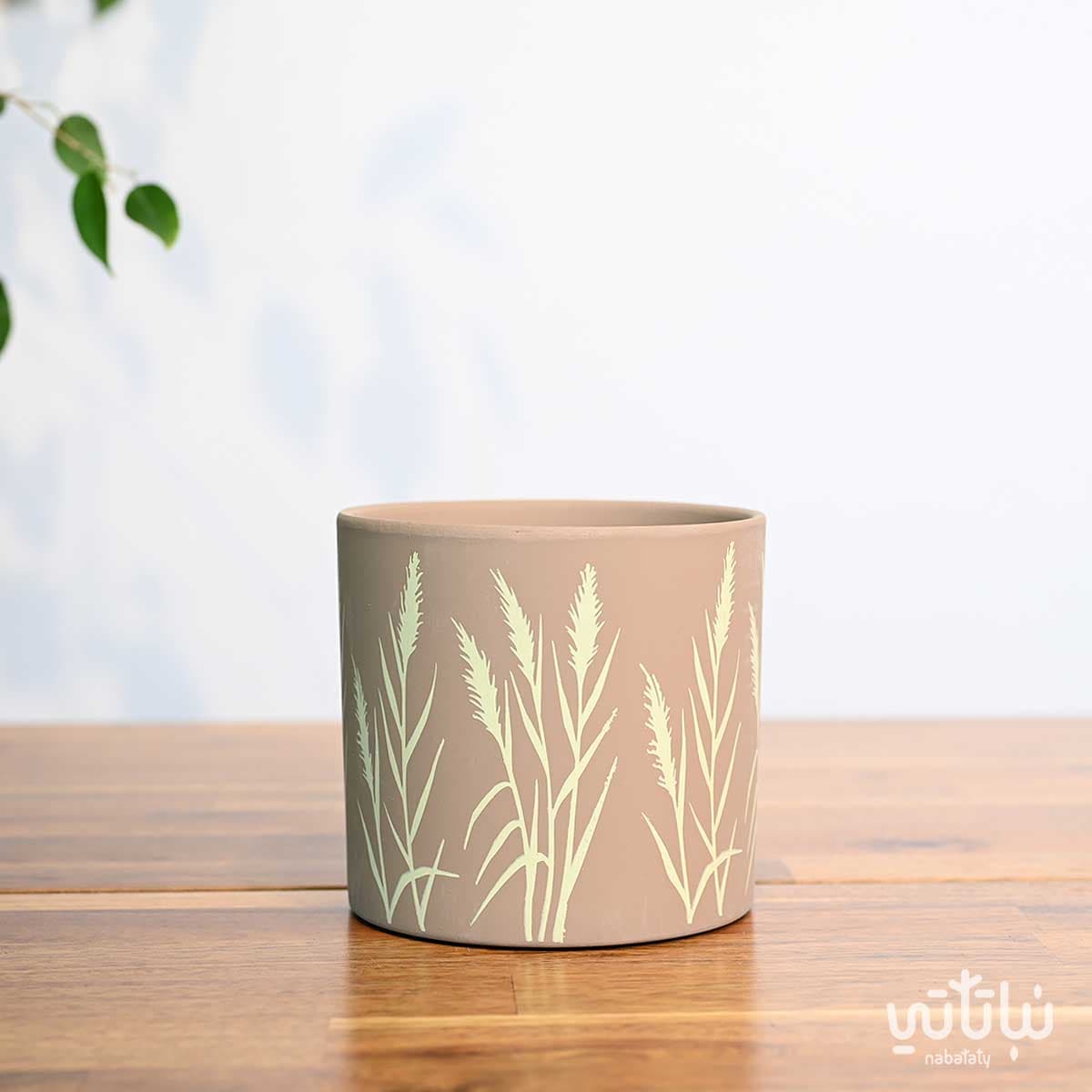 اصيص سيراميك بني نقش شجري 13.5 سم 1