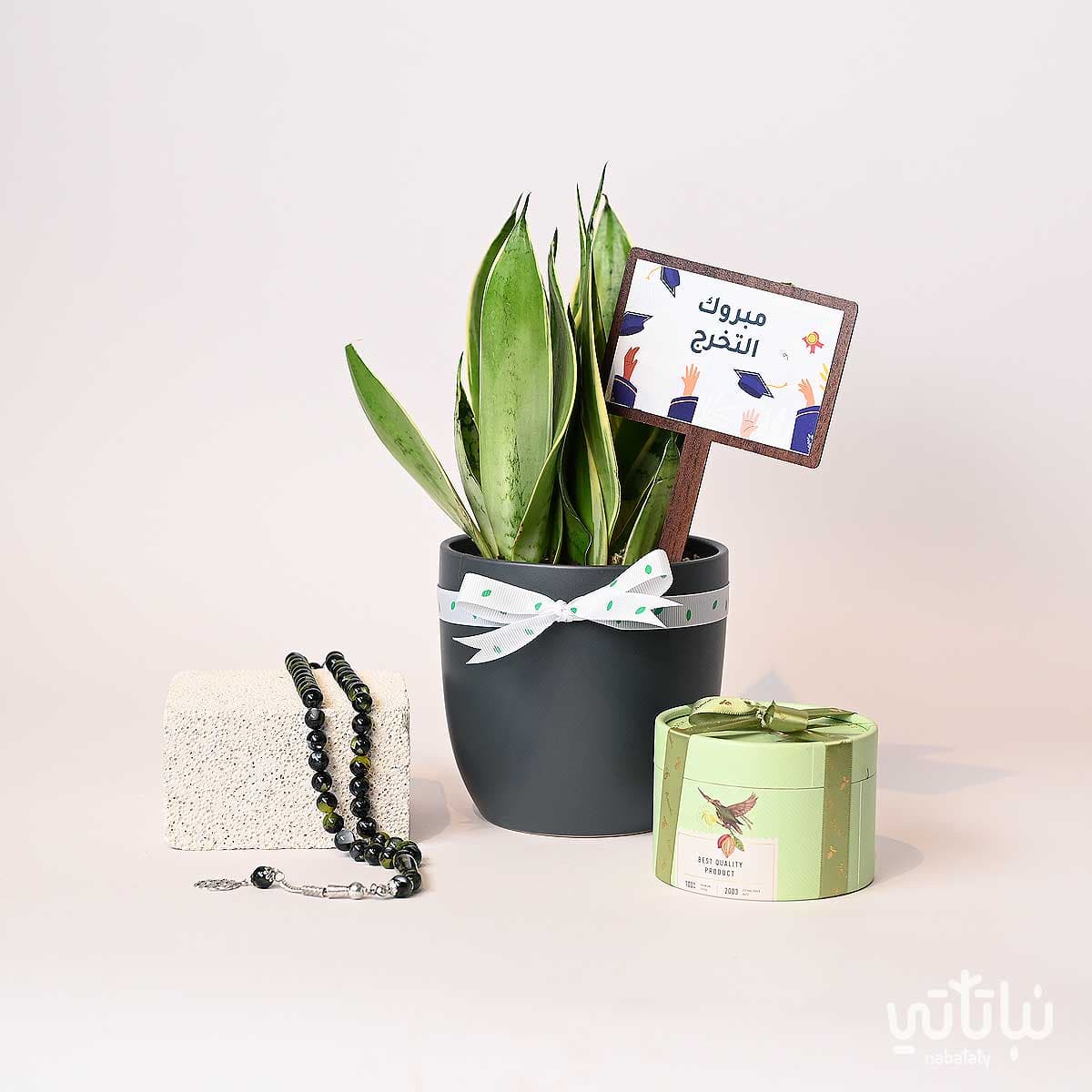 هدية مبروك التخرج نبتة جلد النمر و سبحة 1